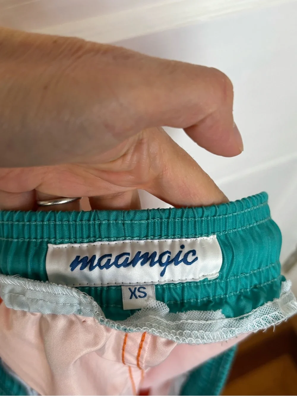 Maamgic Men's Orange Athletic Swim Shorts with Teal Trim